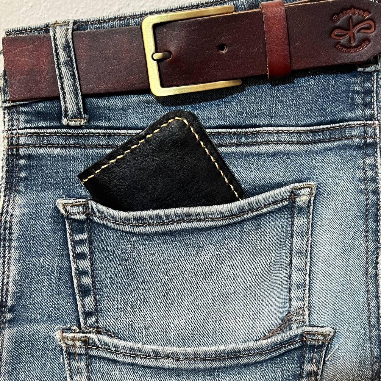 Handmade Genuine Leather Slim Card Wallet - Minimalist Design