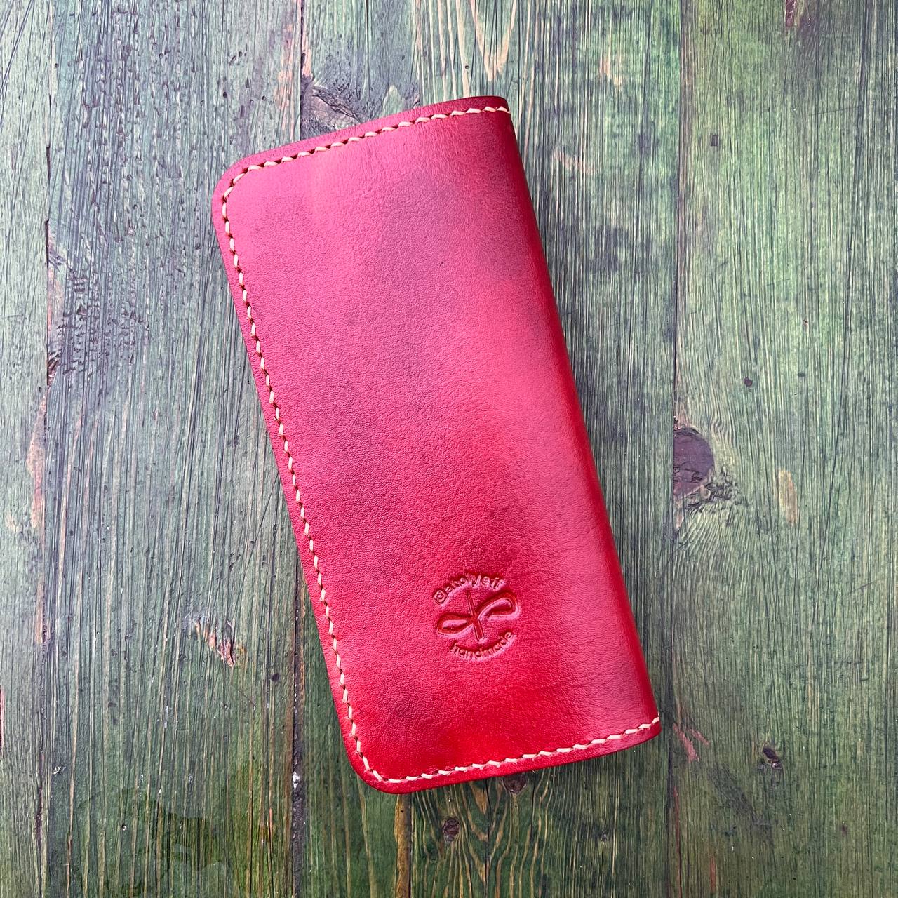 Fish Ying Yang Pattern Engraved Handmade Genuine Leather Wallet