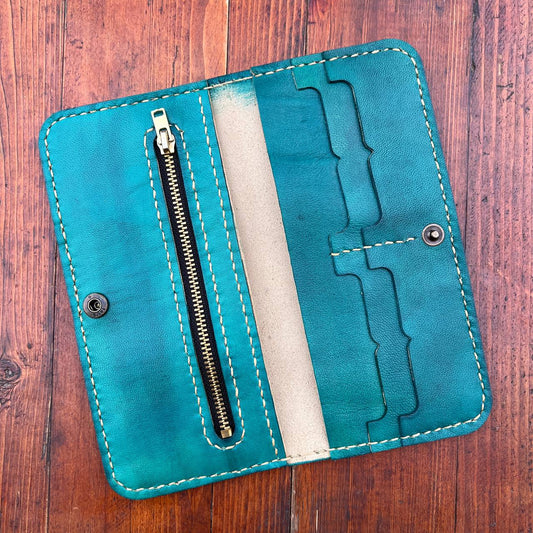 Joan Miro Sunrise Design Engraved Handmade Genuine Leather Wallet